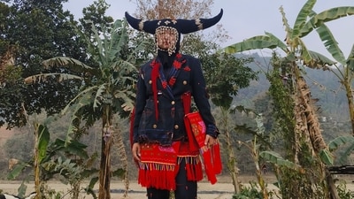 His design features traditional pon dum and khiba work His design features traditional pon dum and khiba work