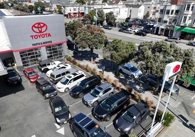 In an aerial view, cars sit in a lot at the San Francisco Toyota service centre on May 11, 2022, in San Francisco, California. (AFP) In an aerial view, cars sit in a lot at the San Francisco Toyota service centre on May 11, 2022, in San Francisco, California. (AFP)