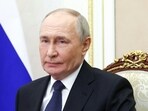 Russia's President Vladimir Putin during a Security Council meeting via videoconference at the Kremlin in Moscow on March 28, 2025. 