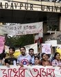Students of Jadavpur University take out a protest rally over the clash with the police earlier this month. (PTI Photo)