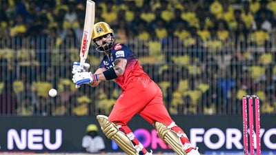 Royal Challengers Bengaluru's Virat Kohli plays a shot during the Indian Premier League 2025 match against Chennai Super Kings, at MA Chidambaram Stadium in Chennai (Lakshmi) Royal Challengers Bengaluru's Virat Kohli plays a shot during the Indian Premier League 2025 match against Chennai Super Kings, at MA Chidambaram Stadium in Chennai (Lakshmi)