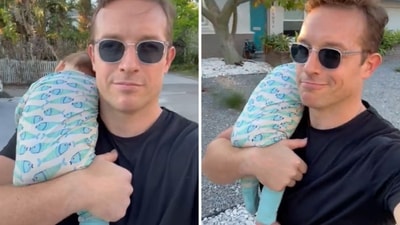 Benny Johnson with his toddler son. (X/@bennyjohnson)