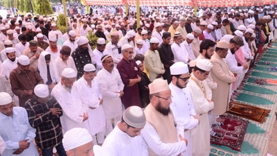 Eid ul Azha Namaz being offered at the Aisbagh Eidgah in Lucknow on Tuesday. (HT File) Eid ul Azha Namaz being offered at the Aisbagh Eidgah in Lucknow on Tuesday. (HT File)