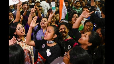 Members of Joint Platforms of Doctors and Abhaya Mancha shout slogans during the protest rally from College Street demanding justice for the RG Kar victim on her birthday in Kolkataon February 9 (HT FILE PHOTO) Members of Joint Platforms of Doctors and Abhaya Mancha shout slogans during the protest rally from College Street demanding justice for the RG Kar victim on her birthday in Kolkataon February 9 (HT FILE PHOTO)