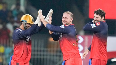 RCB's spinners continued to apply the squeeze after Hazlewood and Bhuvneshwar were done in the powerplay.  (PTI)