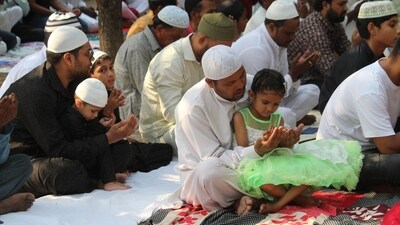 In Dehradun, at an Eidgah, Muslim worshippers offered their namaz. (PTI) In Dehradun, at an Eidgah, Muslim worshippers offered their namaz. (PTI)
