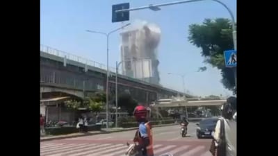 A powerful quake in Myanmar caused a Bangkok skyscraper to collapse. (X/@sumitagarwal_IN) A powerful quake in Myanmar caused a Bangkok skyscraper to collapse. (X/@sumitagarwal_IN)
