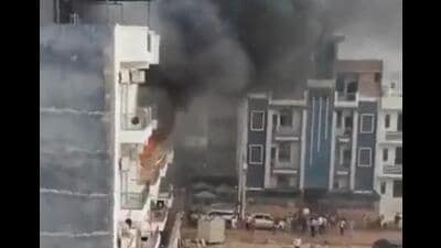 Visuals from the site of the fire in Greater Noida. (Sourced photo) Visuals from the site of the fire in Greater Noida. (Sourced photo)