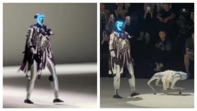 This is the very first time a robot has walked on the rampwalk. (PC: IG/@voguerunway) This is the very first time a robot has walked on the rampwalk. (PC: IG/@voguerunway)