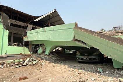 TOPSHOT - Damage is seen to part of the emergency department of a hospital in Naypyidaw on March 28, 2025, after an earthquake in central Myanmar. (AFP) TOPSHOT - Damage is seen to part of the emergency department of a hospital in Naypyidaw on March 28, 2025, after an earthquake in central Myanmar. (AFP)