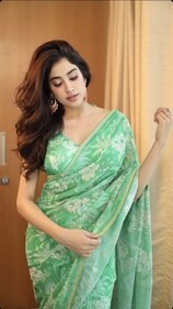 Janhvi Kapoor’s green floral saree (Pinterest) Janhvi Kapoor’s green floral saree (Pinterest)