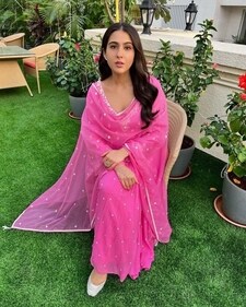 Sara Ali Khan’s pink sharara look (Pinterest) Sara Ali Khan’s pink sharara look (Pinterest)