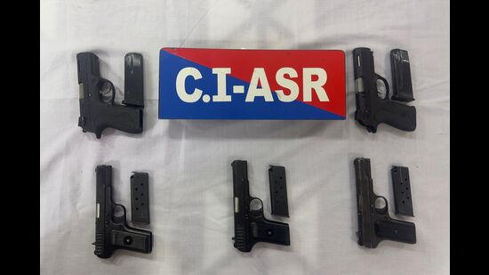 Police also recovered five sophisticated weapons — two .30-bore PX5 pistols and three .30-bore star-marked pistols — from their possession.