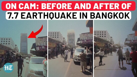 Bangkok earthquake: aftermath of skyscraper collapsing during 7.7 earthquake