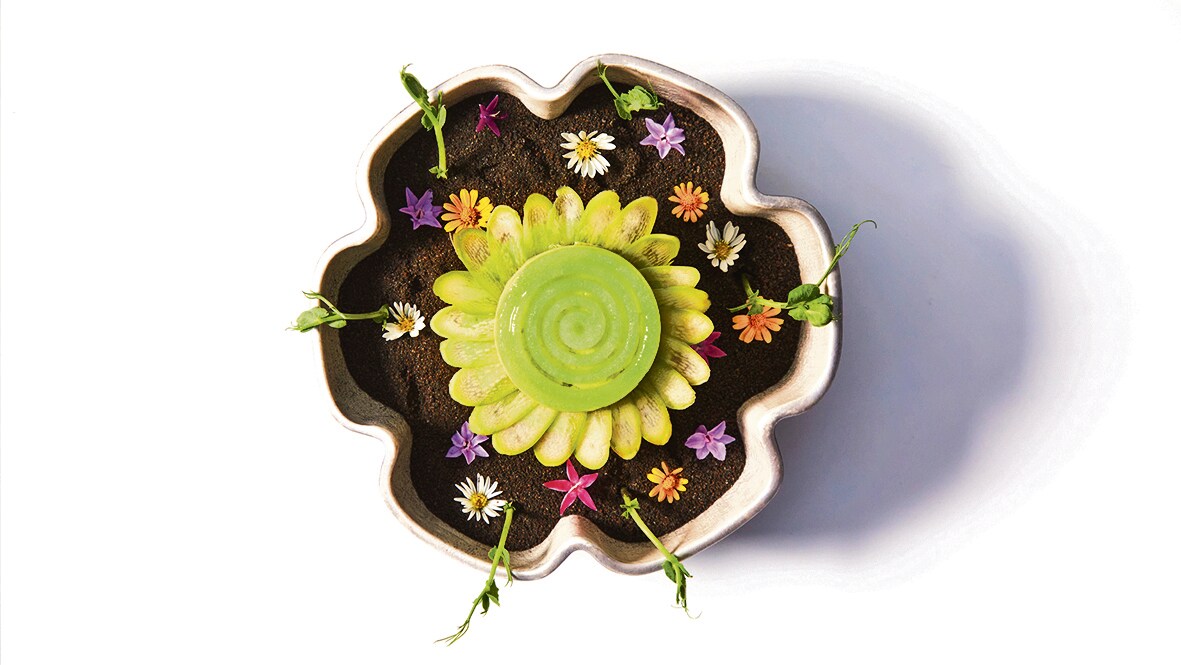 The asparagus ice-cream at Gaggan Anand. The asparagus ice-cream at Gaggan Anand.
