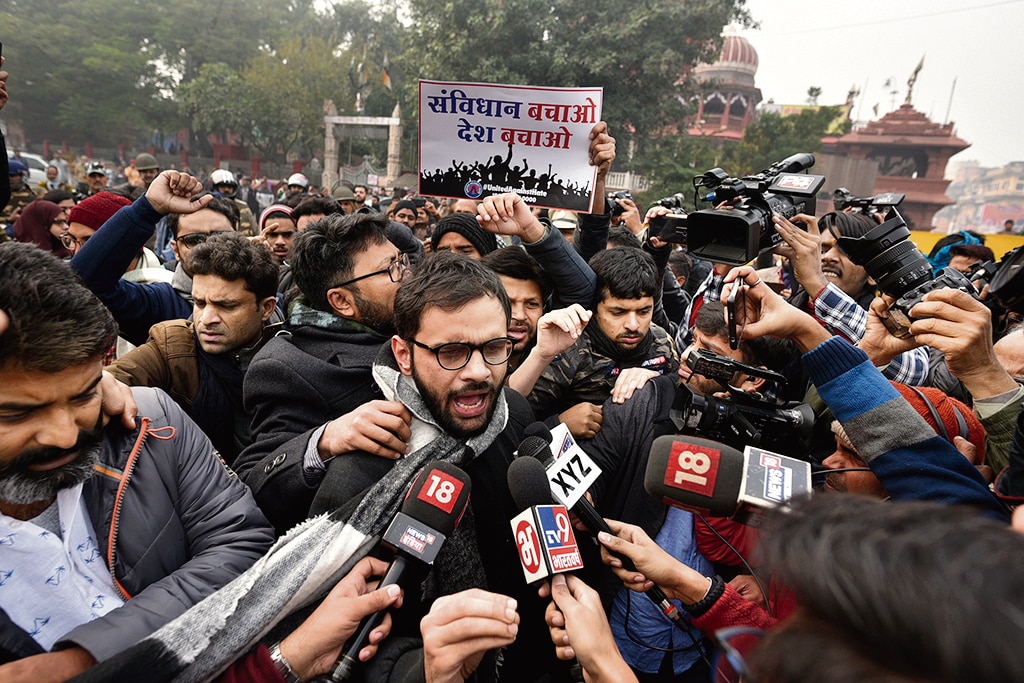 Umar Khalid at an anti-CAA protest at Red Fort, Delhi, in 2019. (HT Archives) Umar Khalid at an anti-CAA protest at Red Fort, Delhi, in 2019. (HT Archives)