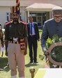 Jammu and Kashmir chief minister Omar Abdullah paying tribute to head constable Jagbir Singh, who made the supreme sacrifice during the Kathua encounter, in Jammu, on Saturday. (PTI Photo)