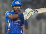 Hardik Pandya during the match against Gujarat Titans on Saturday Hardik Pandya during the match against Gujarat Titans on Saturday