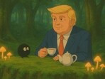 President Donald Trump enjoying his tea in a Ghibli-style photo President Donald Trump enjoying his tea in a Ghibli-style photo