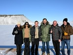 U.S. Vice President JD Vance poses with second lady Usha Vance, National Security Advisor Mike Waltz, his wife , former homeland security advisor, Julia Nesheiwat and Secretary of Energy Chris Wright as they tour the US military's Pituffik Space Base in Greenland on March 28, 2025.  Jim Watson/Pool via REUTERS