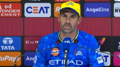 CSK head coach Stephen Fleming lost his cool after being asked about the franchise's style of cricket (Screengrab - BCCI Video)