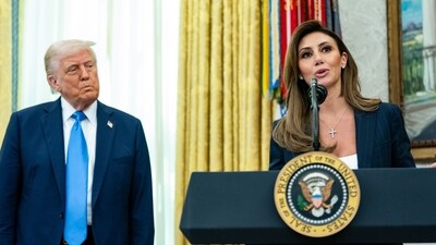US President Donald Trump and Alina Habba, interim US attorney for New Jersey, during a swearing-in ceremony in the Oval Office of the White House in Washington, DC, US. Habba, who represented Trump in several high-profile lawsuits before his 2024 election victory, was announced as the interim US Attorney for New Jersey on Monday. (Bloomberg) US President Donald Trump and Alina Habba, interim US attorney for New Jersey, during a swearing-in ceremony in the Oval Office of the White House in Washington, DC, US. Habba, who represented Trump in several high-profile lawsuits before his 2024 election victory, was announced as the interim US Attorney for New Jersey on Monday. (Bloomberg)