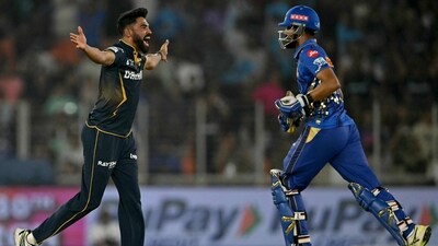 Gujarat Titans defeated Mumbai Indians by 36 runs, in their IPL 2025 fixture at the Narendra Modi Stadium in Ahmedabad on Saturday. (AFP) Gujarat Titans defeated Mumbai Indians by 36 runs, in their IPL 2025 fixture at the Narendra Modi Stadium in Ahmedabad on Saturday. (AFP)
