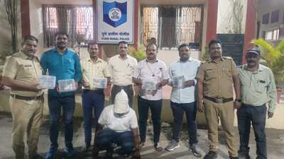 Ganesh Vasantrao Borude, 39, of Kalpataru Housing Society on Kharadi Road in Chandannagar was arrested on the factory premises at around 5.30 pm on Friday after the police acting on a tip-off laid a trap. (HT PHOTO)