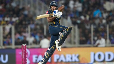GT reached 196/8 in 20 overs, setting a target of 197 runs. (PTI) GT reached 196/8 in 20 overs, setting a target of 197 runs. (PTI)