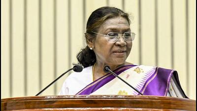President Droupadi Murmu speaks during the inauguration of a two-day National Conference on 'Environment 2025', in New Delhi, on Saturday. (President's office) President Droupadi Murmu speaks during the inauguration of a two-day National Conference on 'Environment 2025', in New Delhi, on Saturday. (President's office)