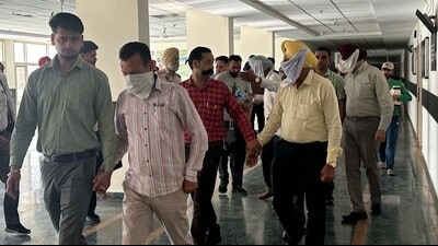The accused cops in special CBI court in Mohali. (HT Photo) The accused cops in special CBI court in Mohali. (HT Photo)
