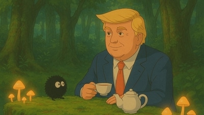 President Donald Trump enjoying his tea in a Ghibli-style photo (ChatGPT) President Donald Trump enjoying his tea in a Ghibli-style photo (ChatGPT)