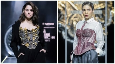 Tamannaah Bhatia and Bhumi Pednekar turn showstoppers at Lakme Fashion Week. Tamannaah Bhatia and Bhumi Pednekar turn showstoppers at Lakme Fashion Week.