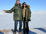 Usha Vance and JD Vance pose during a tour of Pituffik Space Base, Friday, March 28, 2025, in Greenland. (AP/PTI)(AP03_29_2025_000011A)