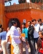 Long queue outside Badi Devkali temple in Ayodhya on the first day of Navratri on March 30. (Ravindra Singh)