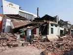 Damaged building is seen after earthquake in Naypyitaw, Myanmar. Damaged building is seen after earthquake in Naypyitaw, Myanmar.