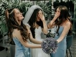A bride flashed her guests during a wedding ceremony in Germany.