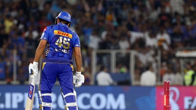 Rohit Sharma scored eight runs against Gujarat Titans. (ANI ) Rohit Sharma scored eight runs against Gujarat Titans. (ANI )