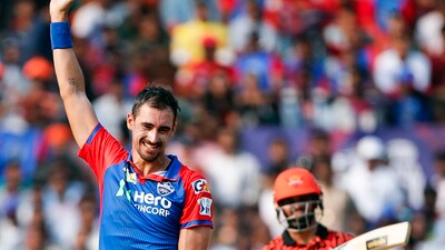 SRH chose to bat first after winning the toss and were dealt an early blow with Abhishek Sharma being run out in the first over. Starc then dismissed Ishan Kishan and Nitish Kumar Reddy in his next over. (ANI) SRH chose to bat first after winning the toss and were dealt an early blow with Abhishek Sharma being run out in the first over. Starc then dismissed Ishan Kishan and Nitish Kumar Reddy in his next over. (ANI)