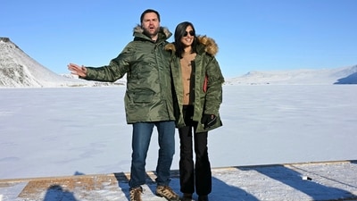Usha Vance and JD Vance pose during a tour of Pituffik Space Base, Friday, March 28, 2025, in Greenland. (AP/PTI)(AP03_29_2025_000011A) (AP) Usha Vance and JD Vance pose during a tour of Pituffik Space Base, Friday, March 28, 2025, in Greenland. (AP/PTI)(AP03_29_2025_000011A) (AP)