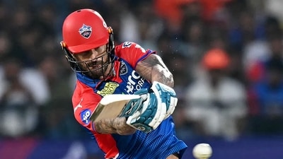 Faf du Plessis got DC off to a flying start which meant that most of SRH's chances of victory was wiped away in the powerplay itself, despite his opening partner Jake Fraser-McGurk struggling to get going. Du Plessis scored 50 in 27 balls in an 81-run opening stand with Fraser-McGurk which came in 55 balls. (AFP) Faf du Plessis got DC off to a flying start which meant that most of SRH's chances of victory was wiped away in the powerplay itself, despite his opening partner Jake Fraser-McGurk struggling to get going. Du Plessis scored 50 in 27 balls in an 81-run opening stand with Fraser-McGurk which came in 55 balls. (AFP)