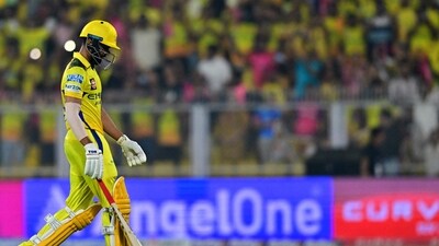 Despite Ruturaj Gaikwad’s resistance, CSK continued to lose wickets, he reached his fifty off 37 balls, but soon fell to Wanindu Hasaranga, becoming his fourth victim, as CSK slumped to 129 for 5. (AFP) Despite Ruturaj Gaikwad’s resistance, CSK continued to lose wickets, he reached his fifty off 37 balls, but soon fell to Wanindu Hasaranga, becoming his fourth victim, as CSK slumped to 129 for 5. (AFP)