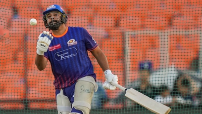 Rohit Sharma in the nets for Mumbai Indians, looking for a boost in the season (PTI) Rohit Sharma in the nets for Mumbai Indians, looking for a boost in the season (PTI)