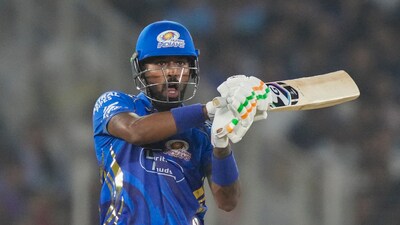 Hardik Pandya fined for slow over rate against Gujarat Titans. (PTI) Hardik Pandya fined for slow over rate against Gujarat Titans. (PTI)