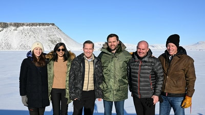 JD Vance posed with Usha Vance, National Security Advisor Mike Waltz, his wife , former homeland security advisor, Julia Nesheiwat and Secretary of Energy Chris Wright as they tour the US military's Pituffik Space Base in Greenland on March 28, 2025. Jim Watson/Pool via REUTERS (via REUTERS)