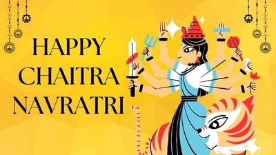 Happy Chaitra Navratri 2025: Chaitra Navratri is on March 30. Celebrate with these meaningful wishes, images, and greetings. (Image by Canva) Happy Chaitra Navratri 2025: Chaitra Navratri is on March 30. Celebrate with these meaningful wishes, images, and greetings. (Image by Canva)