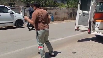 In the video, the man is seen in an inebriated condition, struggling to even stand up straight. (HT) In the video, the man is seen in an inebriated condition, struggling to even stand up straight. (HT)