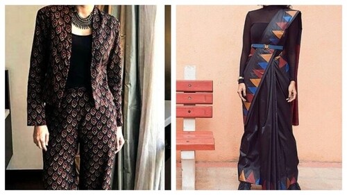Ethnic co-ord sets and sarees with belts are innovative ways of wearing traditional outfits. (Pinterest)