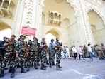 Heavy force deployed outside Bada Imambara at old Lucknow.