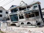 View of a collapsed building, in the aftermath of a strong earthquake, in Mandalay, Myanmar, March 31, 2025. 